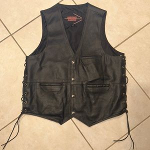 Men's Black Leather Vest